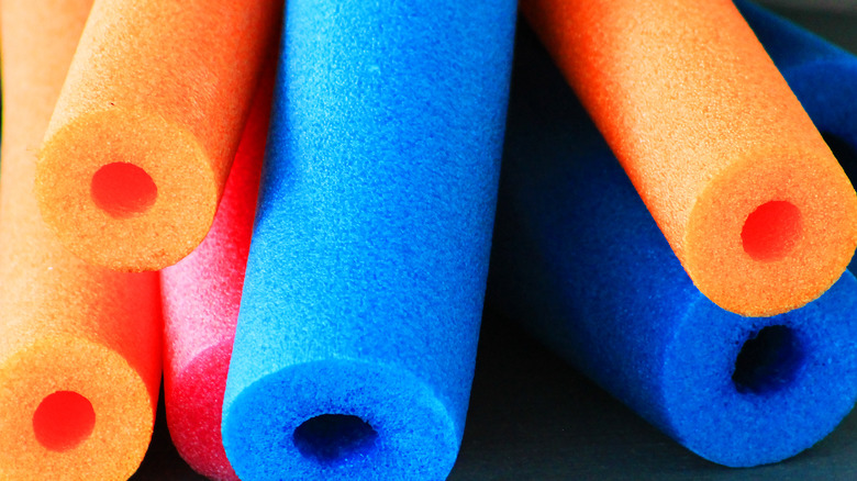 Close up of pool noodles