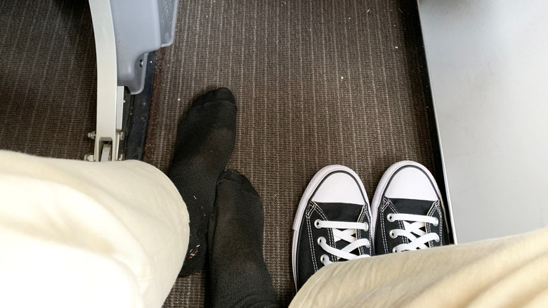 flight passenger wearing socks