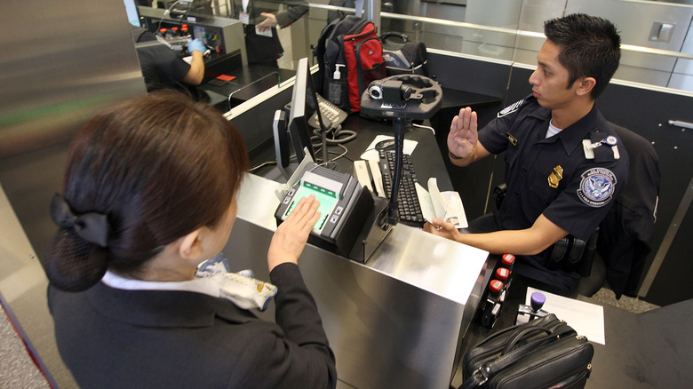 A passenger going through immigration in the United States