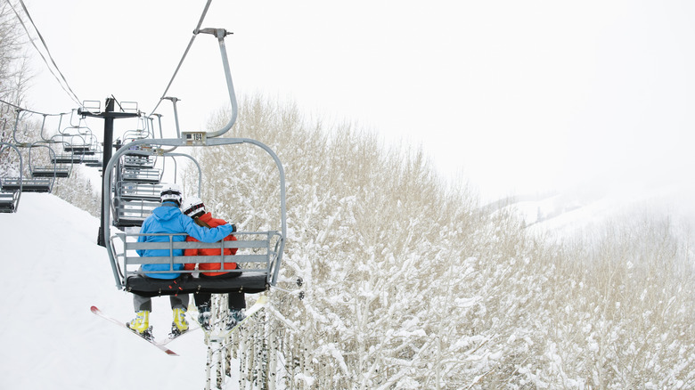 Couple on a chairlift