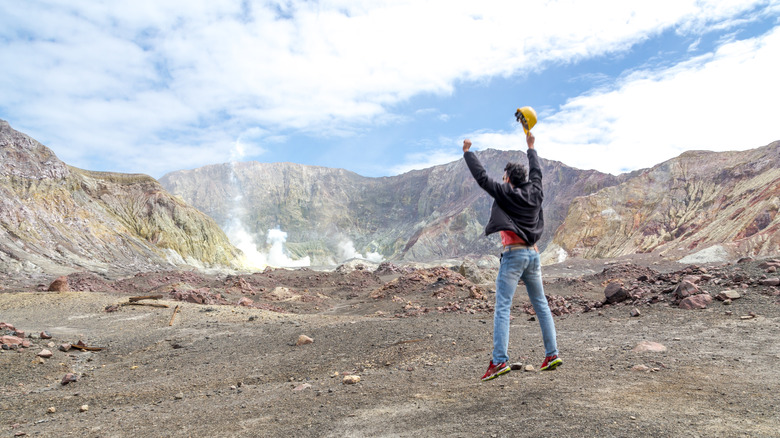 A tourist on New Zealand's Whakaari volcano