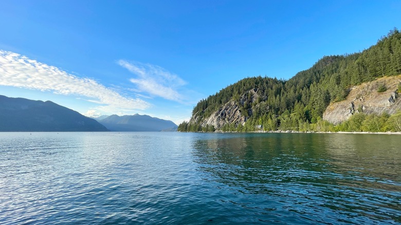 calm fjord backed by mountains