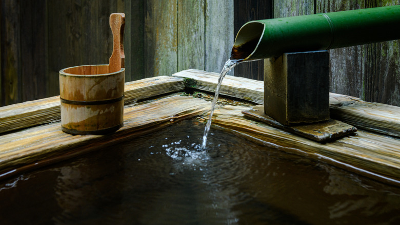 Feet in a tub at a Japanese style onsen