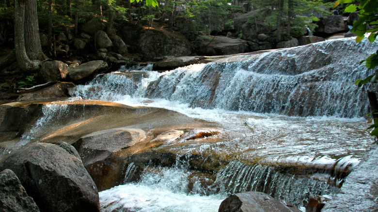 waterfall over boulders