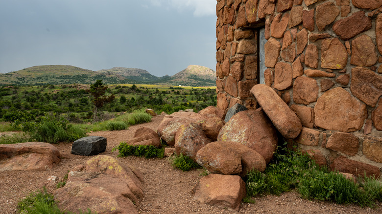 Stone building near Wichita Mountains