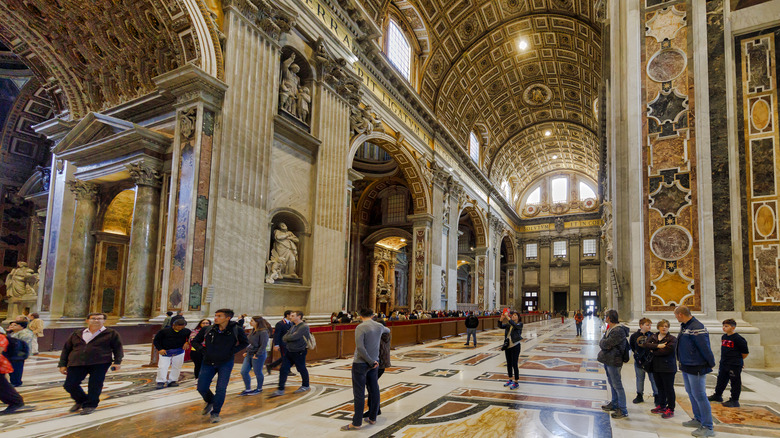 Tourists inside St. Peter's Basilica