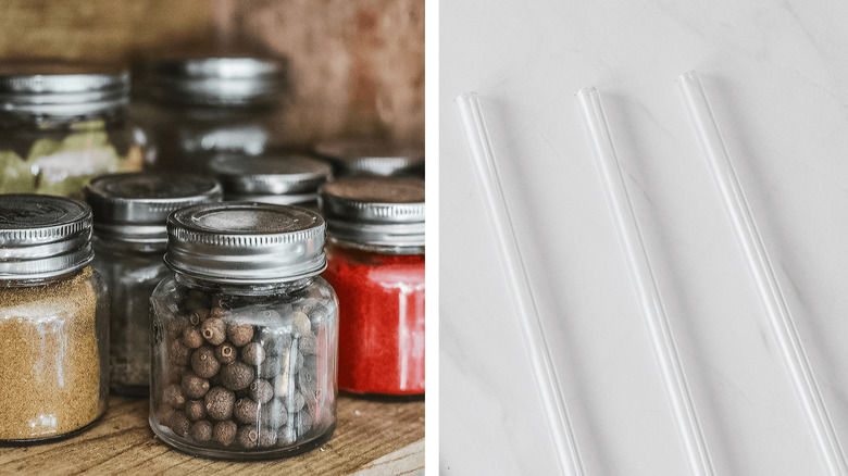 spices and plastic straws