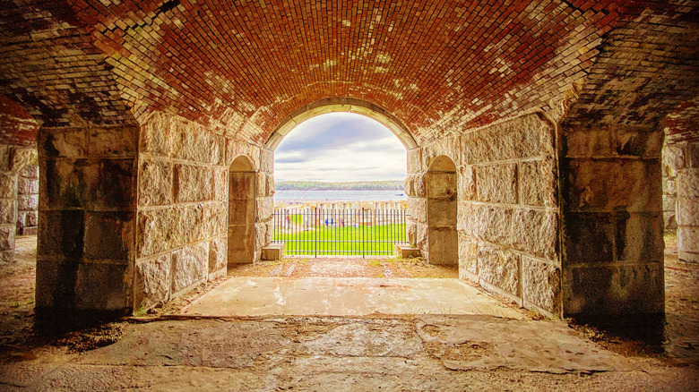 An interior view of the ruins of Fort Popham, Maine