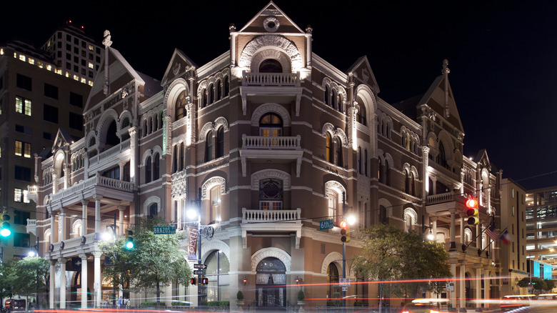 View of Driskill Hotel at night