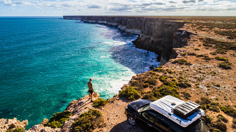 Beautiful coast and parked car