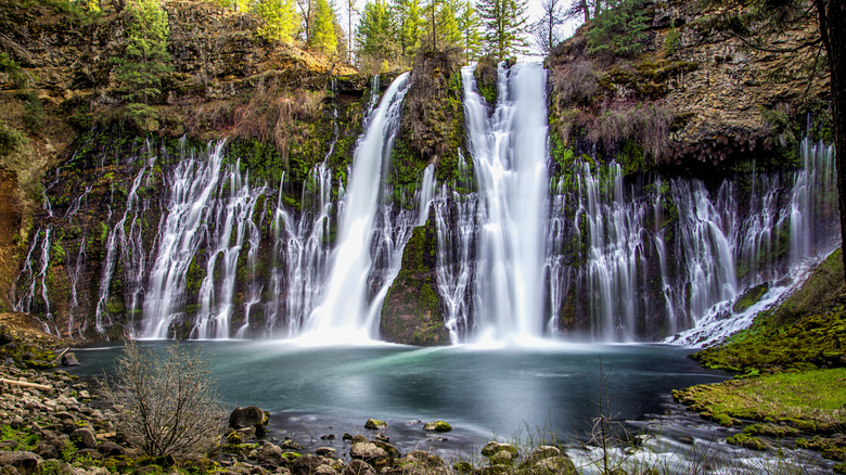 waterfall cascading down rocks