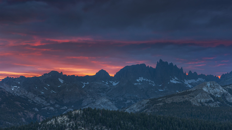 the Minarets peaks at sunset