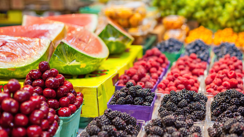 fresh fruit produce stand