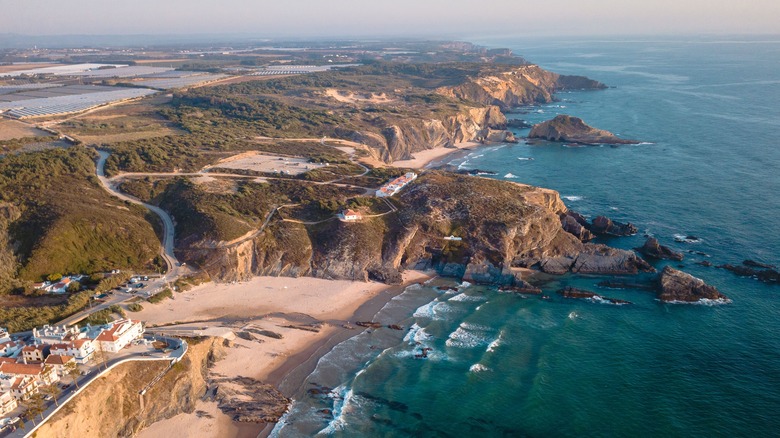 rugged coast and beach town