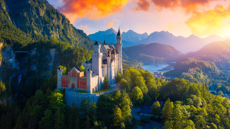 Aerial view of Neuschwanstein Castle in Germany