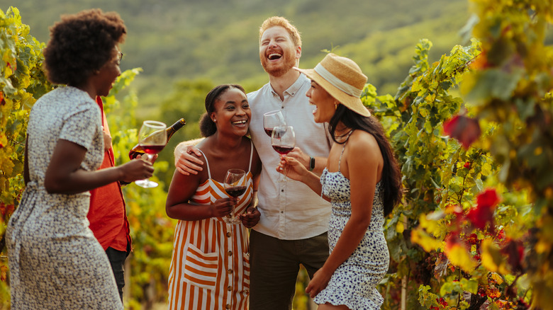 Friends enjoying a winery