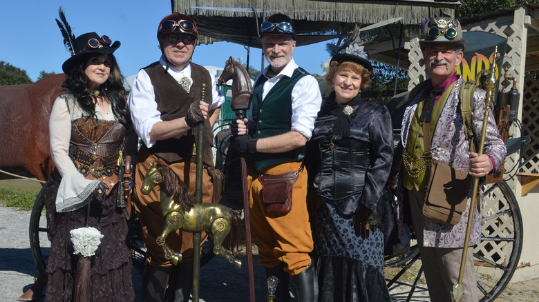 Cosplayers pose at Mt. Dora's Steampunk Frestival