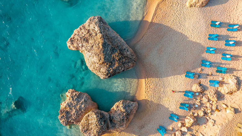 Bird's eye view of a beach in Greece