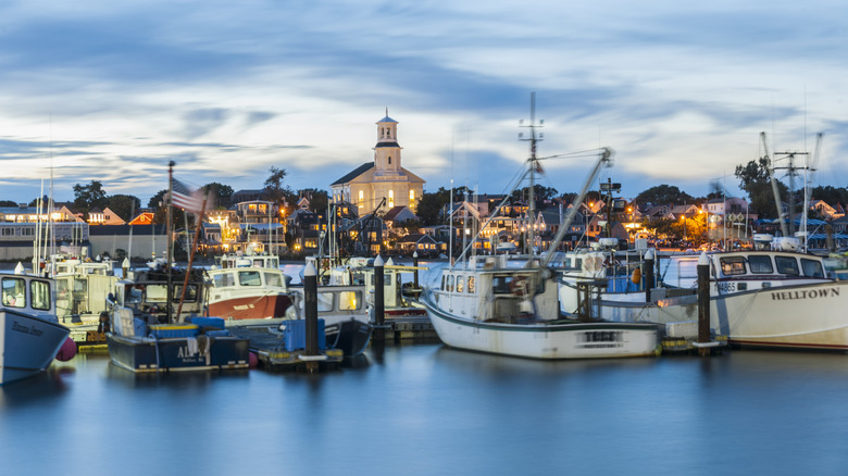 harbor with small boats parked