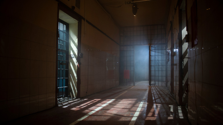 Empty prison hallway