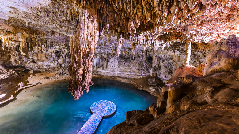 rock formations in cenote cavern