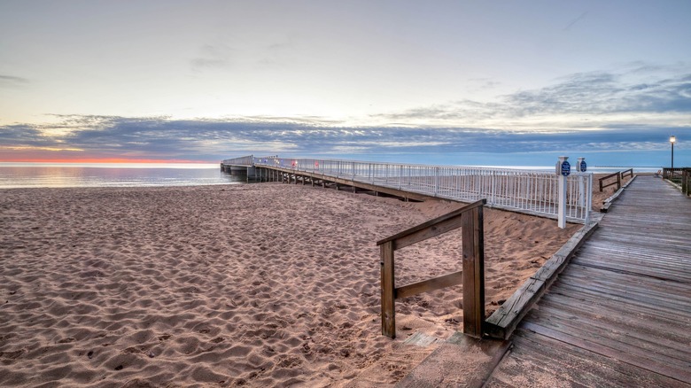 beach and wooden pier