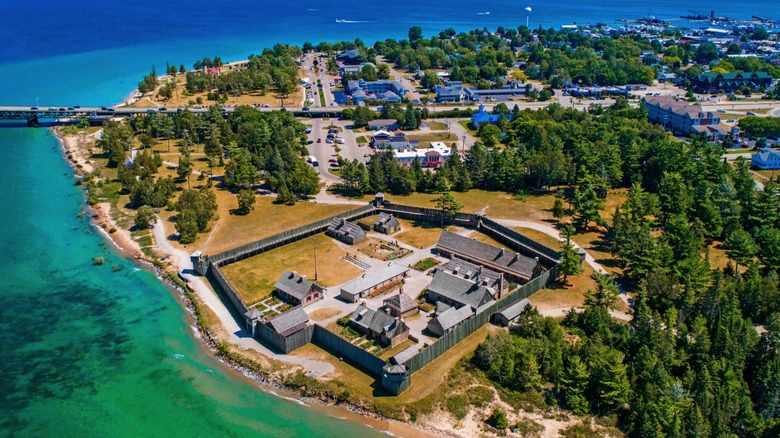 aerial view of coastal fortress