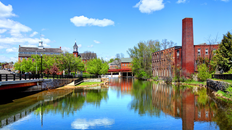 Lake and buildings in Laconia