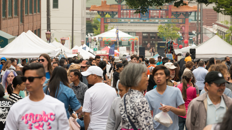 Crowded street festival in Seattle