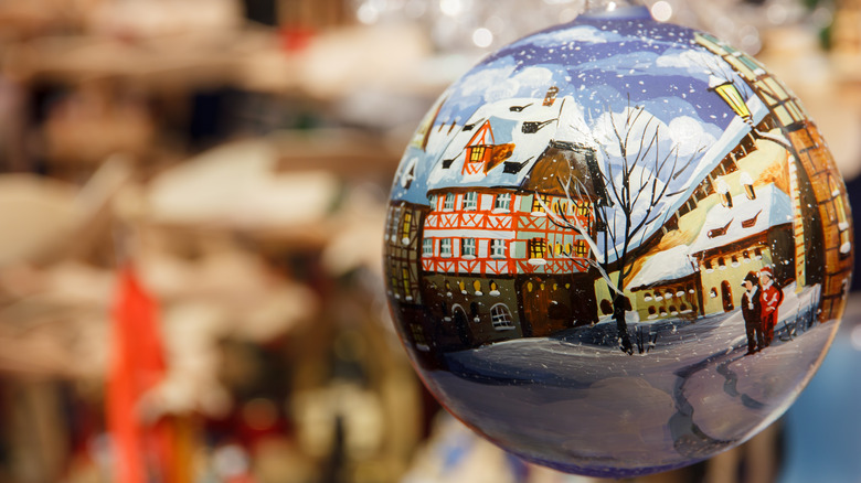 Christmas ornament with German village scene