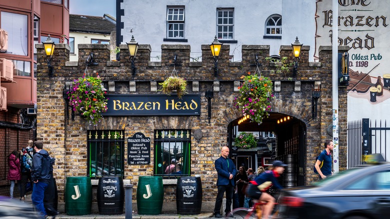 Outside the Brazen Head pub in Dublin