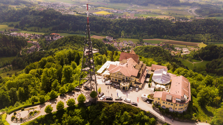 Aerial view of Uetliberg Mountain summit in Switzerland