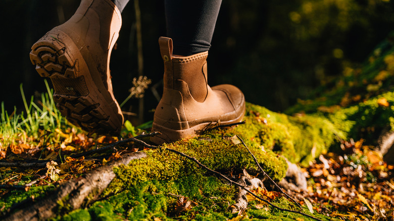 Hiker wearing brown boots