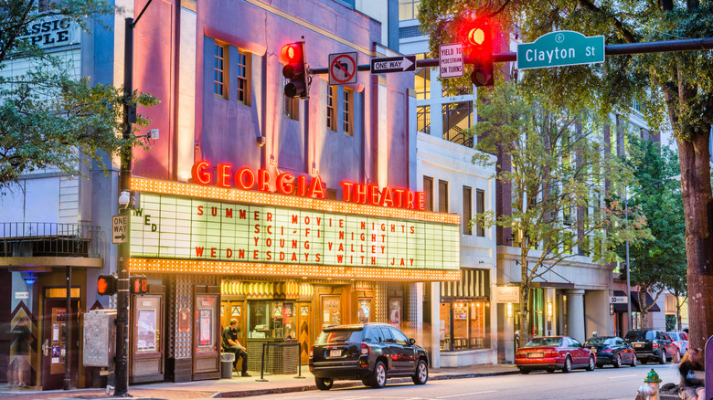 The Georgia Theater in Athens, Georgia, features a marquee sign.