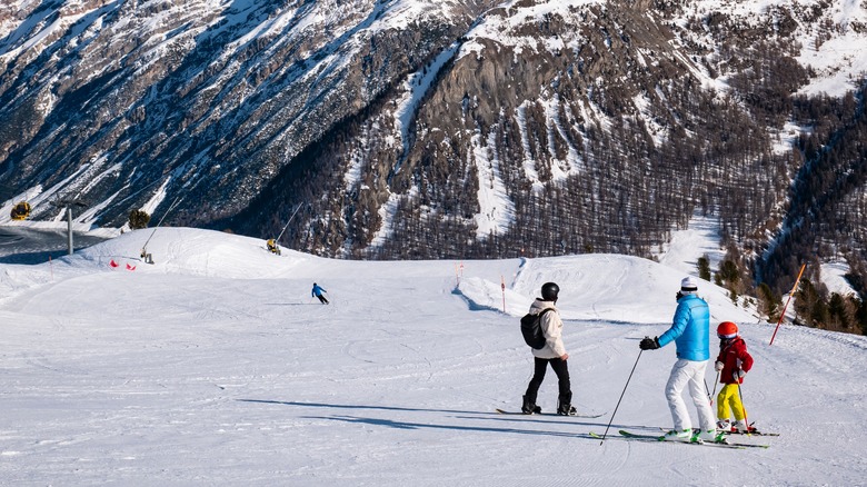 family on Livigno slope