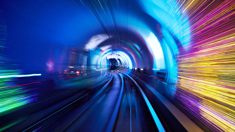 Light trails inside Bund Tunnel