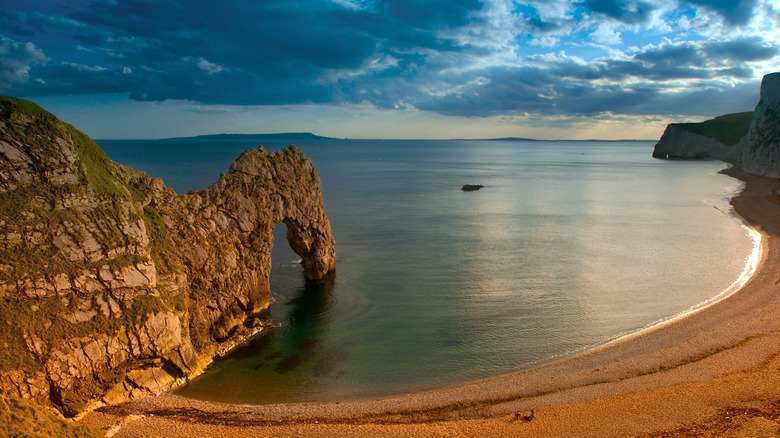 limestone arch at sunset