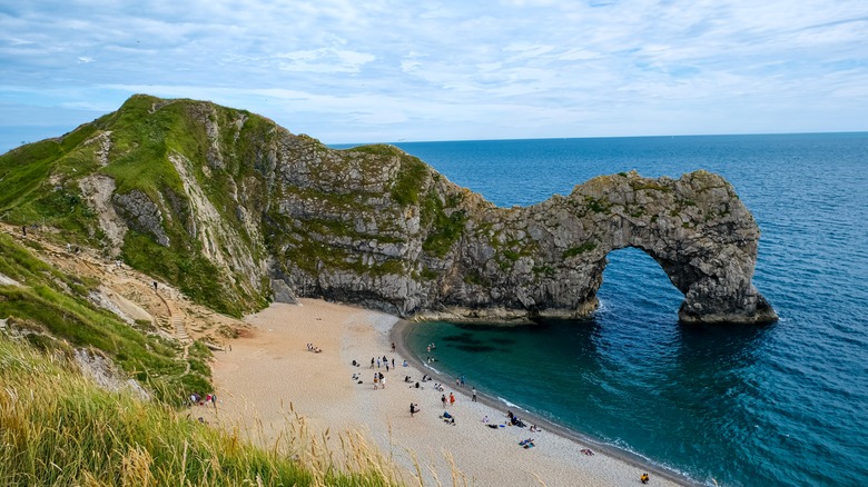 coastal limestone arch in sea