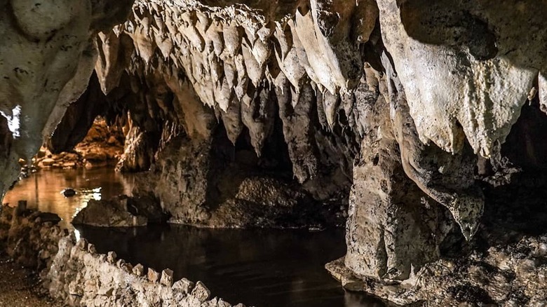 Rock formations inside Cascade Caverns in Texas