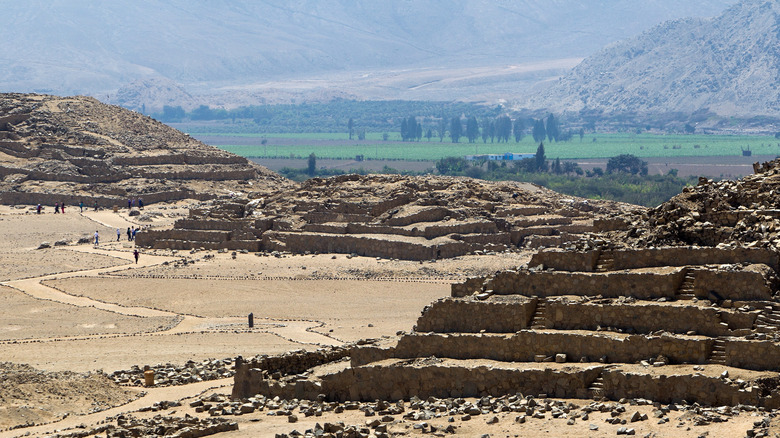 The desert-like pyramids at the ancient city of Caral