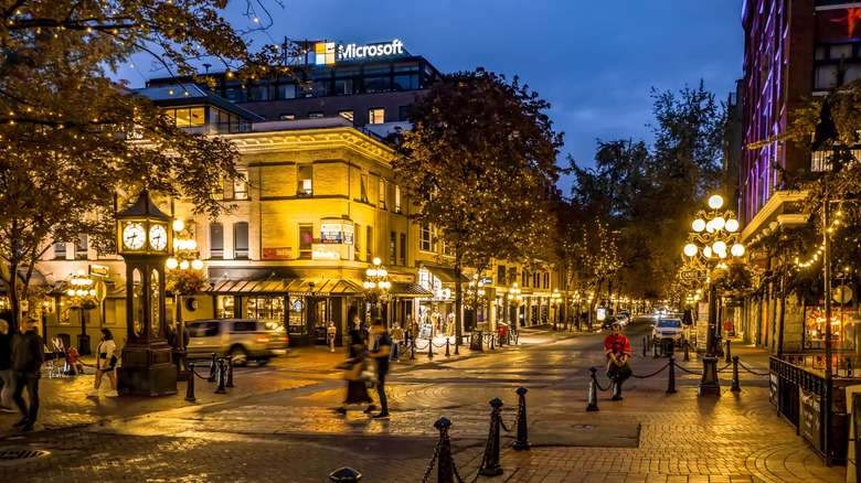 gastown vancouver cityscape at night