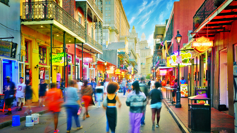 Colorful street in the New Orleans' French Quarter