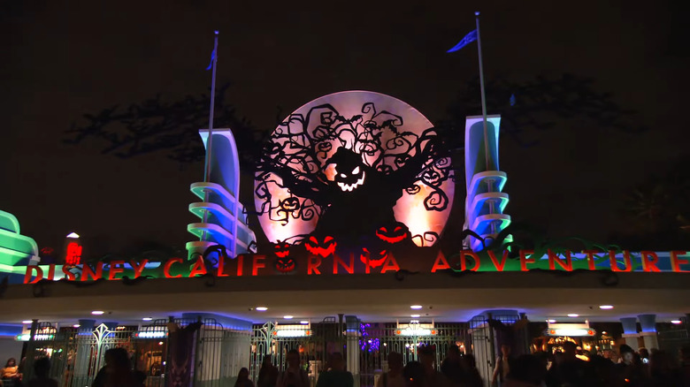 Disney California Adventure entrance at Halloween