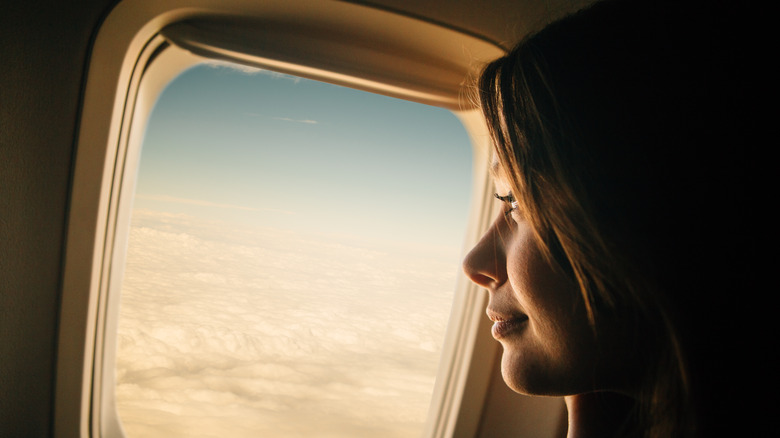 Woman on a plane 