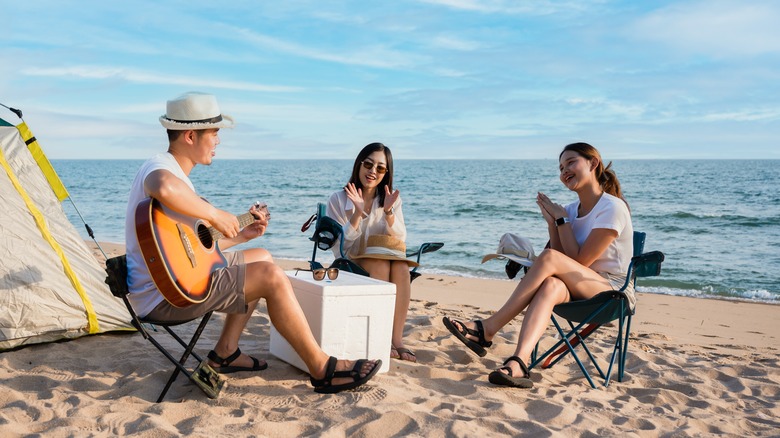 People camping on the beach