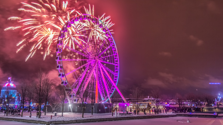 fireworks and Ferris wheel