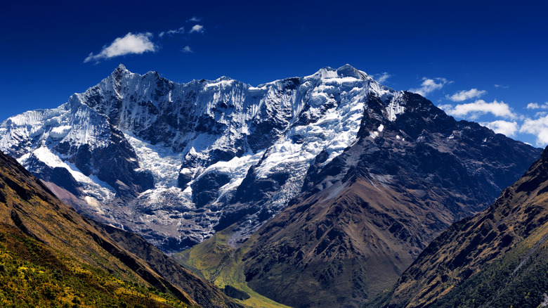 Salkantay Mountain with snow and vegetation