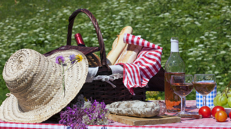 French picnic on an alpine meadow