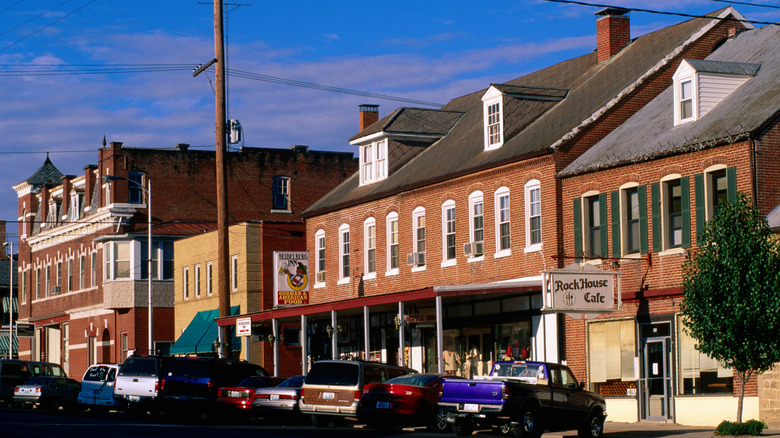 red brick buildings on wide street