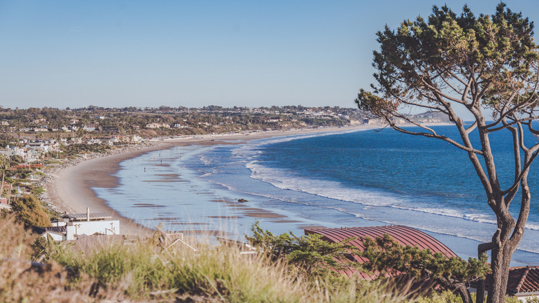 Zuma Beach shoreline with houses